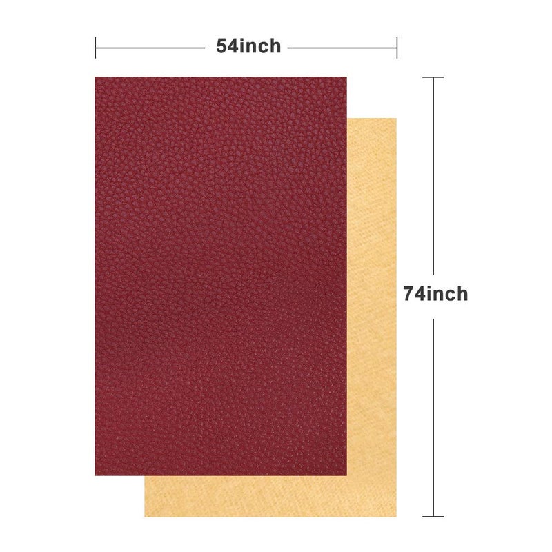 TORRAMI Soft Synthetic PU Fabric Material Faux Leather Sheets 2 Yards 54" x 72", 0.95mm Thick for Upholstery, DIY Crafts,Pebbled Pattern Burgundy - Image 4